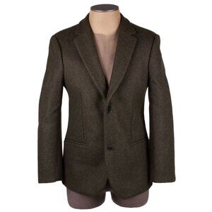 CALVIN KLEIN COLLECTION dark green wool heavy fabric blazer jacket